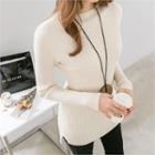 Colored Wool Blend Rib-knit Top