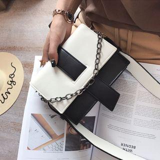 Two Tone Chain Strap Cross Bag