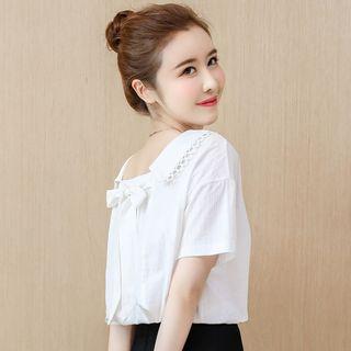 Short-sleeve Tie-back Blouse