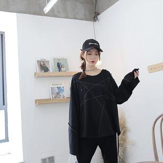 Stitched Star Sweatshirt Black - One Size