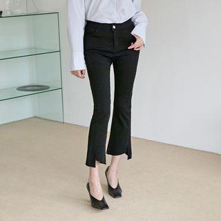 Fringe-edge Cutout Boot-cut Pants