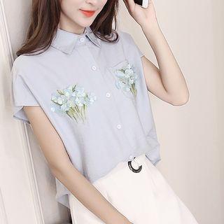 Short-sleeve Embroidery Embellished Shirt