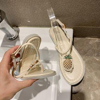 Beaded Pineapple Flat Sandals