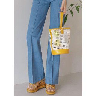 Openwork Wristlet Bucket Bag