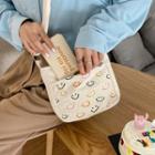 Smiley Face Print Crossbody Bag Smiley Face - Beige - One Size