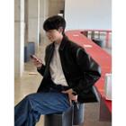 Reversible-zip Faux-leather Jacket