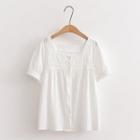Short Sleeve Square Neck Shirt White - One Size