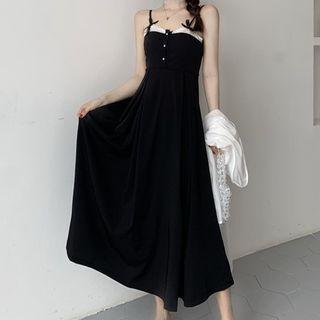 Spaghetti-strap A-line Midi Dress As Shown In Figure - One Size