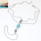 Turquoise Alloy Anklet Silver - One Size