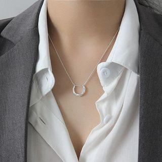 925 Sterling Silver Textured Pendant Necklace