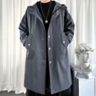 Padded Hooded Button-up Trench Coat