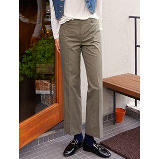 Zip-front Wide-leg Straight-cut Pants
