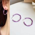 Twist Alloy Open Hoop Earring Stud Earring - 1 Pair - C Shape - Purple - One Size
