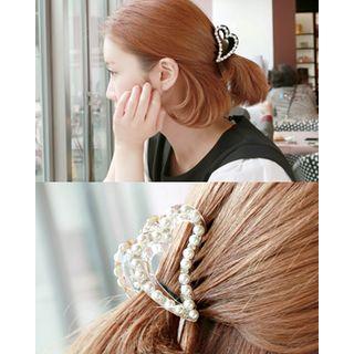 Faux-pearl Trim Heart Hair Claw