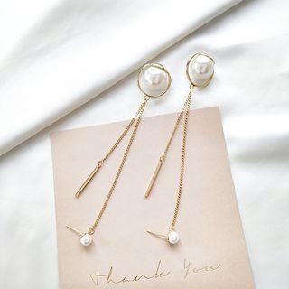 Faux Pearl Earring 925 Sterling Silver - White - One Size