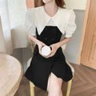 Short-sleeve Collared Double-breasted Dress