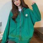 Floral Embroidery Zipped Jacket