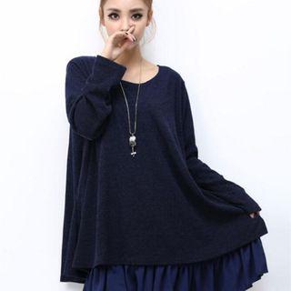Ruffled Panel Long Sweater Dress