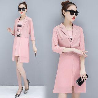 Set: Sleeveless Dress + Long Blazer