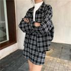 Plaid Zip Jacket / Mini Skirt