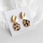 Non-matching Stud Earring S925 - 1 Pair - Ear Stud - Leopard - Gold & Coffee - One Size