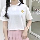 Smiley Embroidered Short-sleeve Polo Shirt