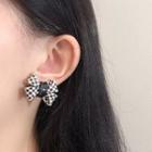 Bow Check Acetate Earring 1 Pair - Check - Black & White - One Size
