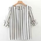 Short-sleeve Striped Blouse Stripe - M