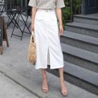 H-line Long Linen Blend Skirt