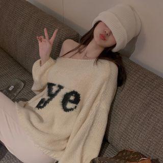 Lettering Print Sweater / Sweatpants