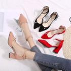 Pointed Block-heel Ankle Strap Sandals