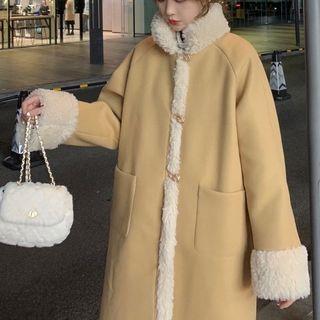Fleece Panel Single-breasted Coat