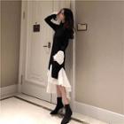 Asymmetrical Paneled Midi Sweater Dress Black - One Size