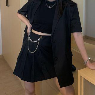 Elbow-sleeve Blazer / A-line Skirt
