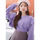 Pocket-patch Frilled Sweatshirt Purple - One Size