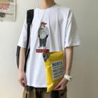Elbow-sleeve Ape Print T-shirt