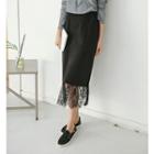 Lace-hem Long Knit Skirt