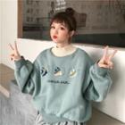 Fish Embroidered Mock Neck Pullover