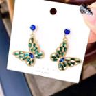 Faux Crystal Butterfly Dangle Earring 1 Pair - As Shown In Figure - One Size