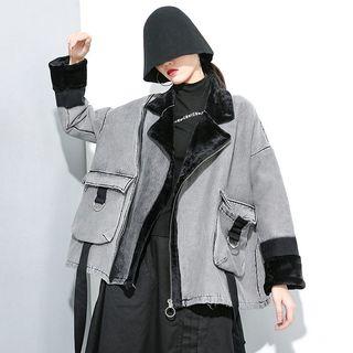 Pocket Detail Zip Jacket Black - One Size