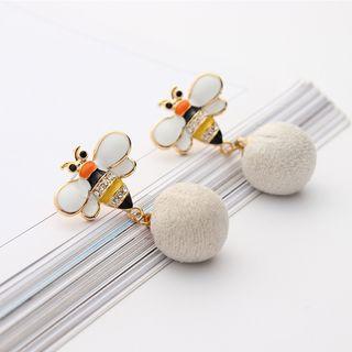 Rhinestone Pompom Bee Dangle Earring As Shown In Figure - One Size