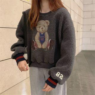 Bear Embroidered Long-sleeve Sweater