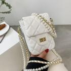 Mini Quilted Faux Pearl Flap Crossbody Bag