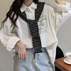 Set: Printed Oversize Shirt + Knit Cape