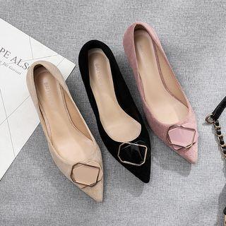 Geometric Disc Kitten Heel Pumps