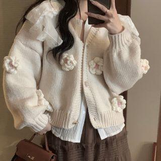 Mesh Skirt / Floral Cardigan / Shirt