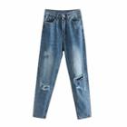 High-waist Ripped Straight-fit Jeans