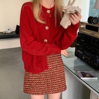 Cropped Cardigan / Tweed Mini Skirt