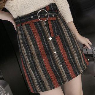 Belted Pattern A-line Skirt