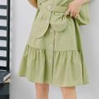 Elastic Waist Button-up Smock Skirt